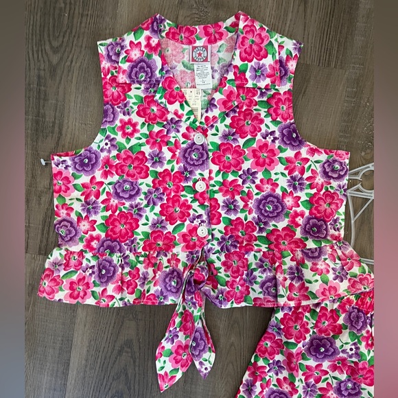 Deadstock NWT Vtg. Girls Floral 2-piece Set 100% Cotton - Picture 2 of 6